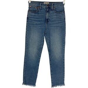 Madewell The Perfect Vintage Women High Rise Straight Frayed‎ Hem Size 28 Jeans
